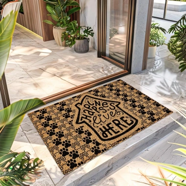 Decovetro Happines Live Desenli Kapı Önü Halı Paspas 40 x 60 Cm