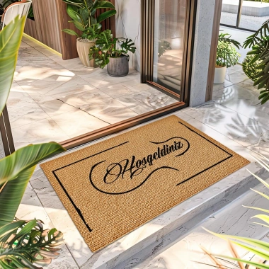 Decovetro Hoşgeldiniz Desenli Kapı Önü Halı Paspas 40 x 60 Cm