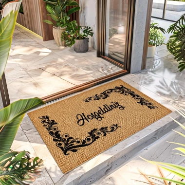 Decovetro Hoşgeldiniz Desenli Kapı Önü Halı Paspas 40 x 60 Cm
