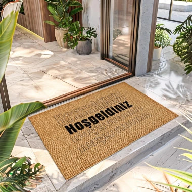 Decovetro Hoşgeldiniz Desenli Kapı Önü Halı Paspas 40 x 60 Cm