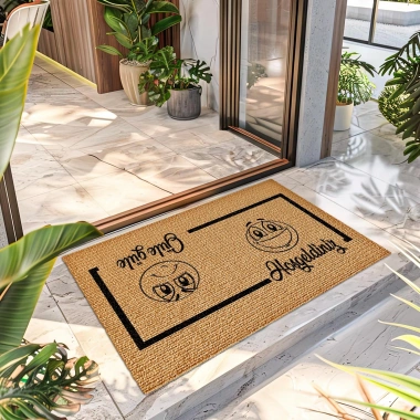 Decovetro Hoşgeldiniz Güle Güle Desenli Kapı Önü Halı Paspas 40 x 60 Cm
