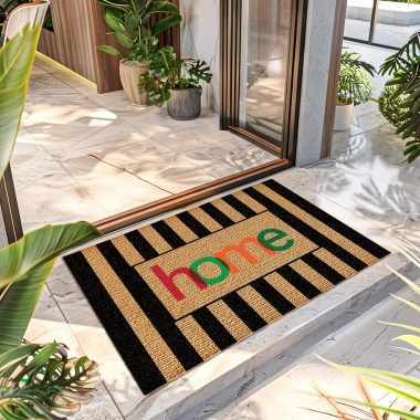 Decovetro Kapı Önü Halı Paspas Renkli Çizgili Home Desenli 40 x 60 Cm