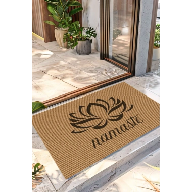 Decovetro Kapı Önü Halı Paspas Yoga Namaste Lotus Çiçeği Baskılı 40 x 60 Cm
