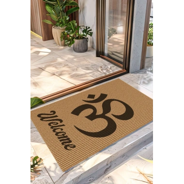 Decovetro Kapı Önü Halı Paspas Yoga Welcome Om Aum Baskılı 40 x 60 Cm