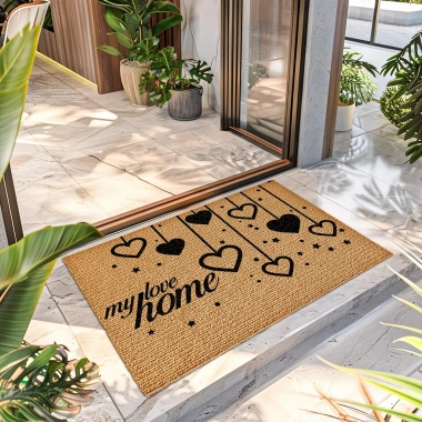 Decovetro My Love Home Desenli Kapı Önü Halı Paspas 40 x 60 Cm