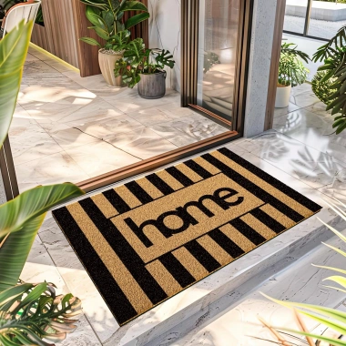 Decovetro Paspas Çizgili Home Desenli Kapı Önü Paspası 40 x 60 cm