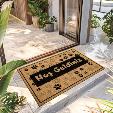 Decovetro Paspas Hoşgeldiniz Pati Desenli Kapı Önü Paspası 40 x 60 Cm