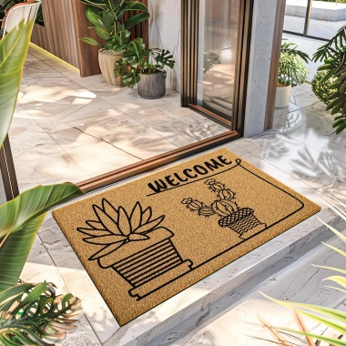 Decovetro Paspas Kaktüs Desenli Kapı Önü Paspası 40 x 60 Cm