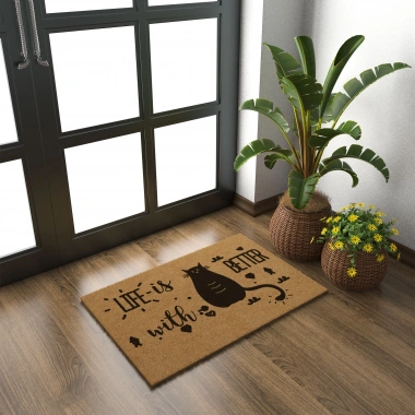 Decovetro Paspas Life is Better Desenli Kapı Önü Paspası 40 x 60 Cm