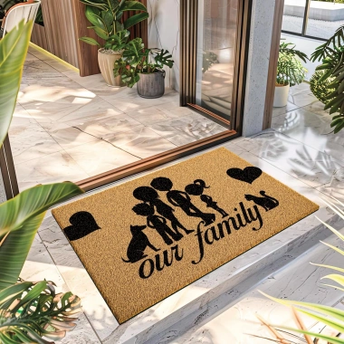 Decovetro Paspas Our Family Desenli Kapı Önü Paspası40 x 60 Cm