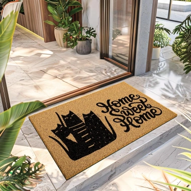 Decovetro Paspas Sweet Home Desenli Kapı Önü Paspası 40 x 60 Cm