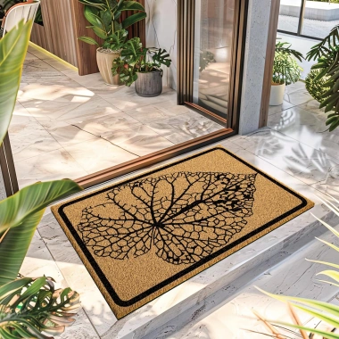 Decovetro Paspas Yaprak Desenli Kapı Önü Paspası40 x 60 Cm