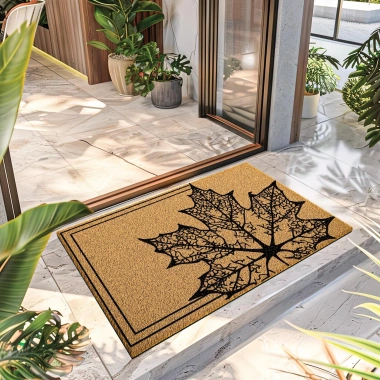 Decovetro Paspas Yaprak Desenli Kapı Önü Paspası40 x 60 Cm