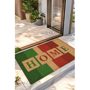 Decovetro Renkli Kapı Önü Halı Paspas Home Desenli 40 x 60 Cm