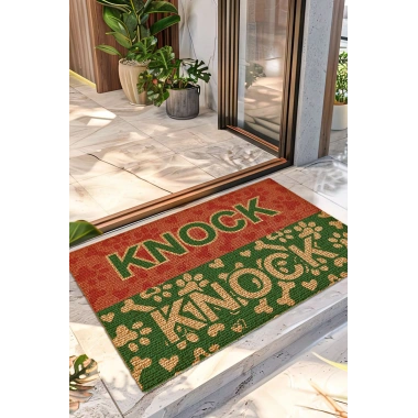 Decovetro Renkli Kapı Önü Halı Paspas Knock Knock Pati Desenli 40 x 60 Cm