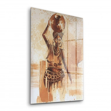 Decovetro Testi Taşıyan Afrikalı Kadın Cam Tablo 30x40 cm