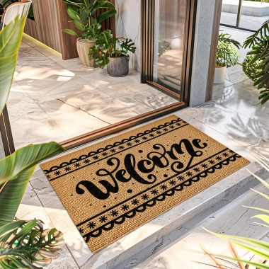 Decovetro Welcome Desenli Kapı Önü Halı Paspas 40 x 60 Cm
