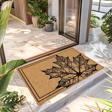 Decovetro Yaprak Desenli Kapı Önü Halı Paspas 40 x 60 Cm