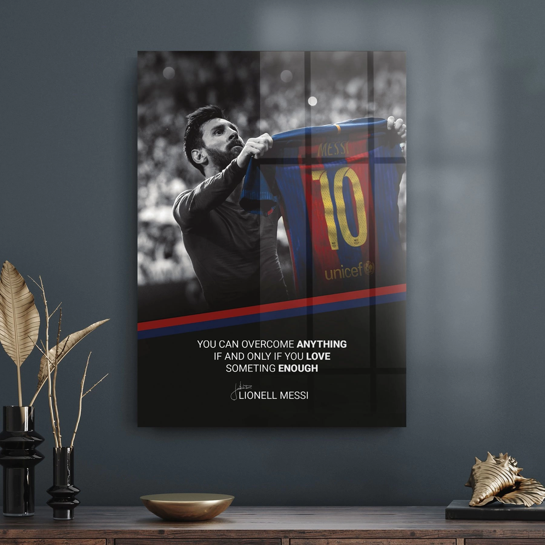Decovetro Cam Tablo Lionel Messi Motivational 30x40 cm