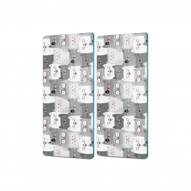 Decovetro Cam Kahve Sofra Sunum Tablası 2li Set Sevimli Kediler 30 x 15 Cm