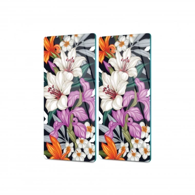 Decovetro Cam Kahve Sofra Sunum Tablası 2li Set Vintage Lily Desenli 30 x 15 Cm