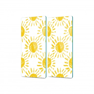 Decovetro Cam Kahve Sofra Sunum Tablası 2li Set Sarı Güneş Desenli 30 x 15 Cm