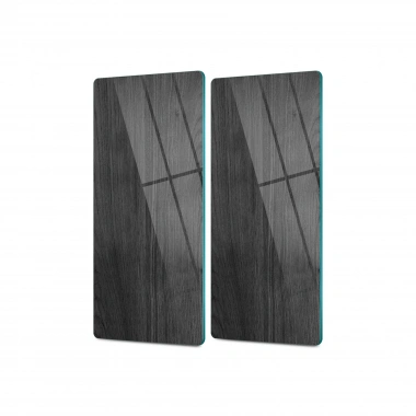 Decovetro Cam Kahve Sofra Sunum Tablası 2li Set Siyah Ahşap Desenli 30 x 15 Cm