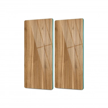 Decovetro Cam Kahve Sofra Sunum Tablası 2li Ahşap Açık Meşe Desenli 30 x 15 Cm