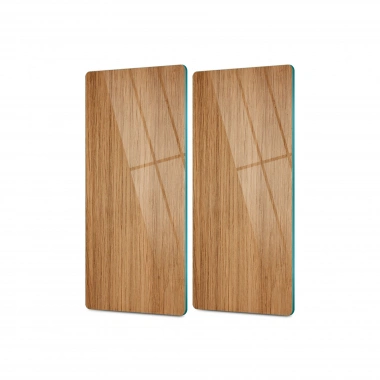 Decovetro Cam Kahve Sofra Sunum Tablası 2li Set Ahşap Meşe Desenli 30 x 15 Cm