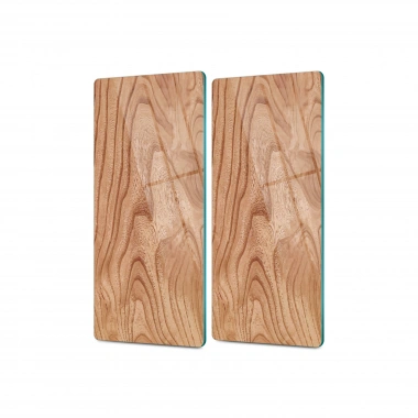 Decovetro Cam Kahve Sofra Sunum Tablası 2li Set Dalgalı Ahşap Desenli 30 x 15 Cm