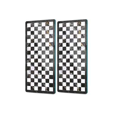 Decovetro Cam Kahve Sofra Sunum Tablası 2li Set Mermer Kare Desenli 30 x 15 Cm