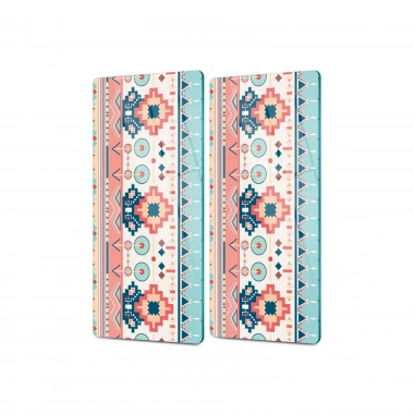 Decovetro Cam Kahve Sofra Sunum Tablası 2li Set Geleneksel Çiçek Motifi Desenli 30 x 15 Cm