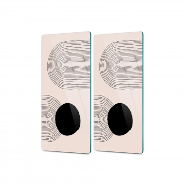 Decovetro Cam Kahve Sofra Sunum Tablası 2li Set Retro Karışık Çizgi Desenli 30 x 15 Cm