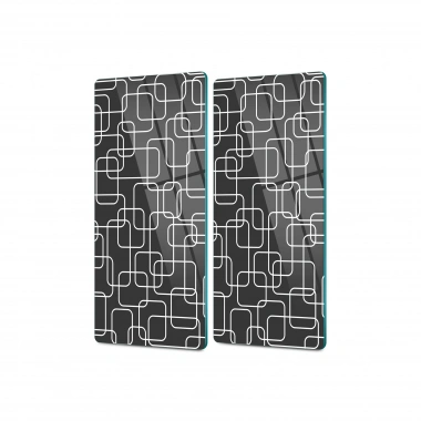 Decovetro Cam Kahve Sofra Sunum Tablası 2li Set Karışık Siyah Çizgi Desenli 30 x 15 Cm