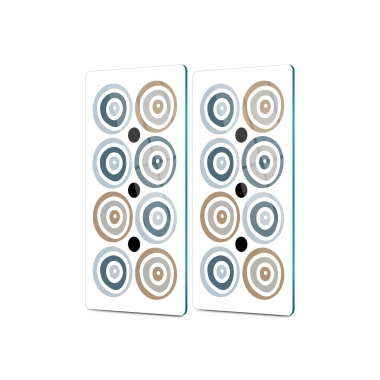 Decovetro Cam Kahve Sofra Sunum Tablası 2li Set Retro Yuvarlak Desenli 30 x 15 Cm