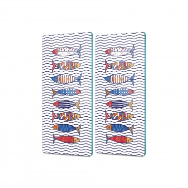 Decovetro Cam Kahve Sofra Sunum Tablası 2li Set Marine Sardini 30 x 15 Cm