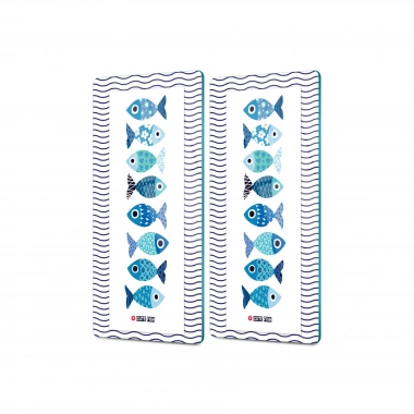 Decovetro Cam Kahve Sofra Sunum Tablası 2li Set Marine Cute Fish 30 x 15 Cm
