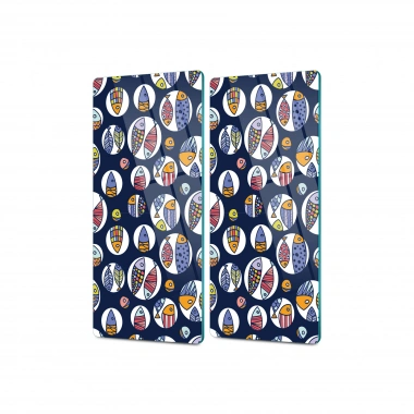 Decovetro Cam Kahve Sofra Sunum Tablası 2li Set Marine Fish Buble 30 x 15 Cm