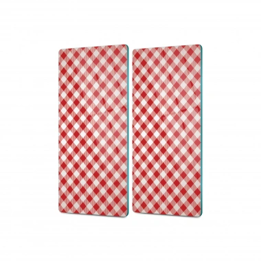 Decovetro Cam Kahve Sofra Sunum Tablası 2li Set Kırmızı Beyaz Desenli 30 x 15 Cm