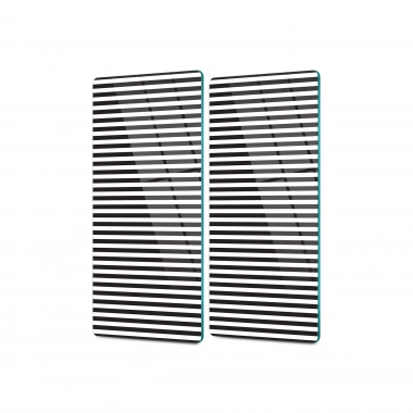 Decovetro Cam Kahve Sofra Sunum Tablası 2li Set Siyah Beyaz Dikey Çizgi Desenli 30 x 15 Cm