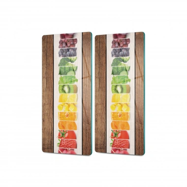 Decovetro Cam Kahve Sofra Sunum Tablası 2li Set Ahşap Desenli 30 x 15 Cm