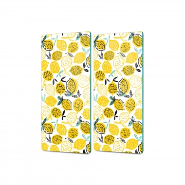 Decovetro Cam Kahve Sofra Sunum Tablası 2li Set Limon Desenli 30 x 15 Cm