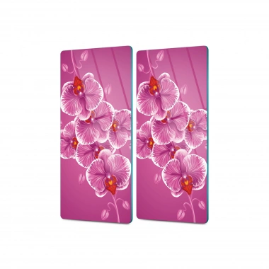 Decovetro Cam Kahve Sofra Sunum Tablası 2li Set Vintage Orkide Desenli 30 x 15 Cm