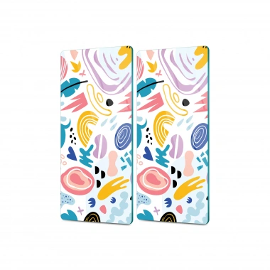 Decovetro Cam Kahve Sofra Sunum Tablası 2li Set Karışık Çizgi Desenli 30 x 15 Cm