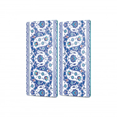 Decovetro Cam Kahve Sofra Sunum Tablası 2li Set Çini Motif Desenli 30 x 15 Cm