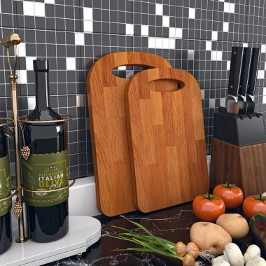 Decovetro Ahşap Kesme Tahtası Country Serisi Büyük 2li Set