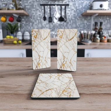 Decovetro Cam Sunum Servis Tabağı 3lü Dikdörtgen Set 1107