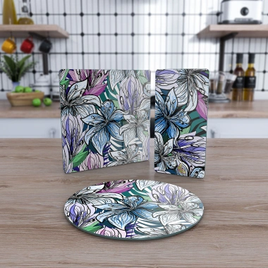 Decovetro Cam Sunum Servis Tabağı 3lü Karma Set Vintage Desenli