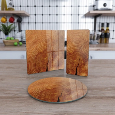 Decovetro Cam Sunum Servis Tabağı 3lü Karma Set Kiraz Budak Desenli