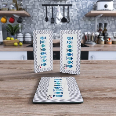 Decovetro Cam Sunum Servis Tabağı 3lü Dikdörtgen Set 1047